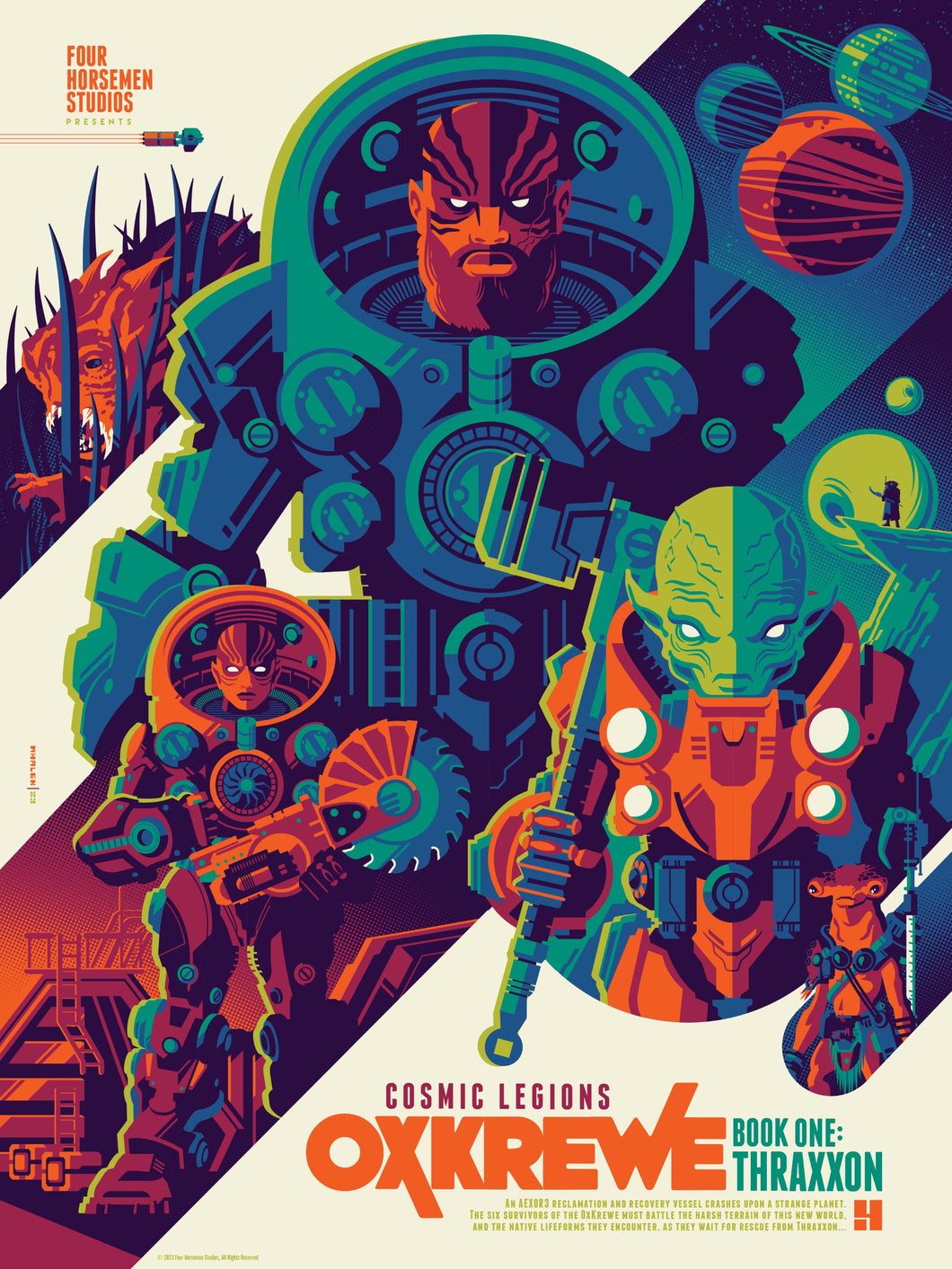 COSMIC LEGIONS: OXKREWE, BOOK ONE SCREEN PRINTED POSTER by Tom Whalen